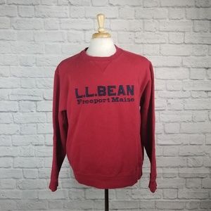 LL Bean Crew Neck Spellout Sweater Red Large